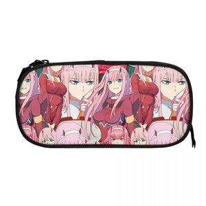 Zero Two Tribute Pattern Pen Box Student School Anime Zipper Pen Bag