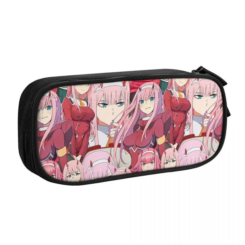 Zero Two Tribute Pattern Pen Box Student School Anime Zipper Pen Bag