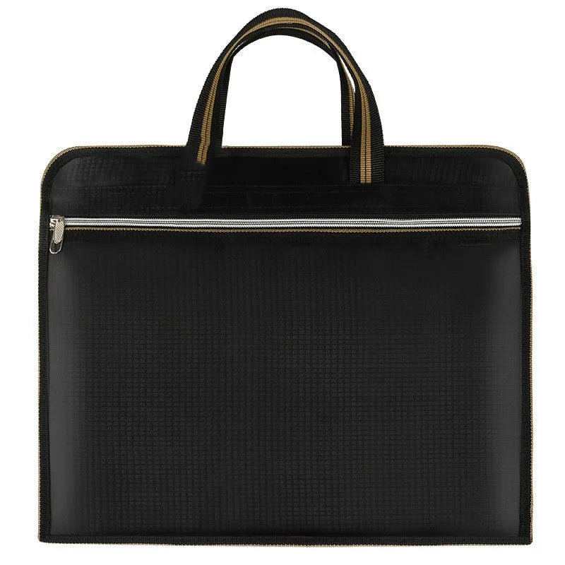 Waterproof Zipper Briefcase A4 Files Bag Large Capacity Laptop Business Tote