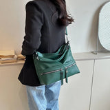 Retro Green Crossbody Bag for Women Travel Handbags Purses Female Soft Hobo