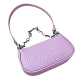 Crocodile Pattern Shoulder Bag with Chain