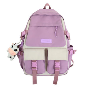 Double Pocket Girls Backpack for Junior High School Students