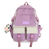 Double Pocket Girls Backpack for Junior High School Students