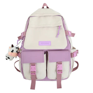 Double Pocket Girls Backpack for Junior High School Students