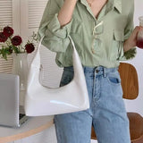 PU Leather Shoulder Bags Women Vintage All-match Half-moon Bag