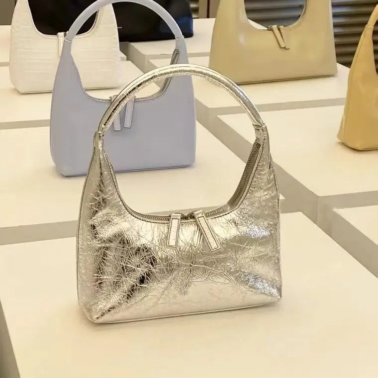 PU Leather Shoulder Bags Women Vintage All-match Half-moon Bag