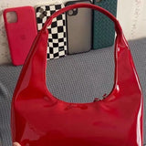 PU Leather Shoulder Bags Women Vintage All-match Half-moon Bag