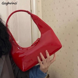 PU Leather Shoulder Bags Women Vintage All-match Half-moon Bag