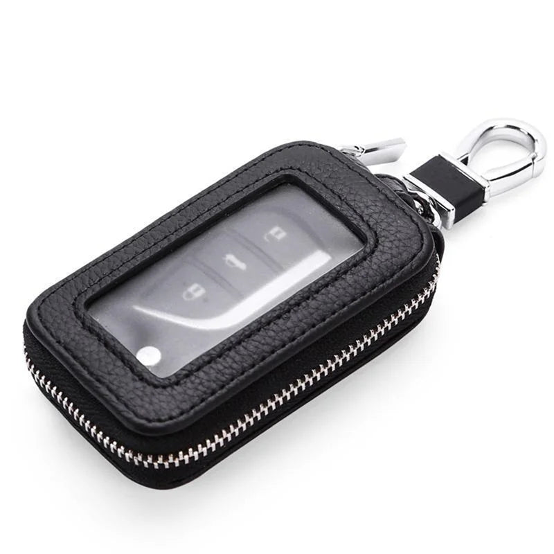 Zipper Square Key Holder with Transparent Window