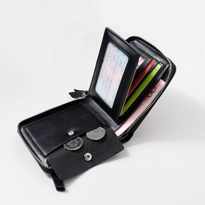 Men's Short Zipper Wallet, Milled PU Handbag for Dating, Japanese Youth Style