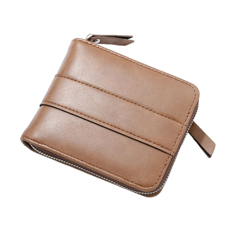 Men's Short Zipper Wallet, Milled PU Handbag for Dating, Japanese Youth Style