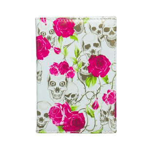 Fresh Flowers Skull PU Leather Passport Holder Passport Case Passport Wallet