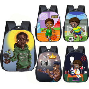 Afro Brown Kids Backpack School Bags Cartoon Toddler Bag Kids Bookbag