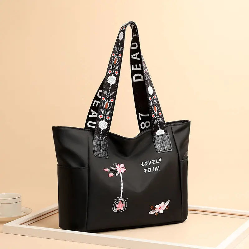 Arrivals Embroidery Women Handbag Nylon Waterproof Casual Tote