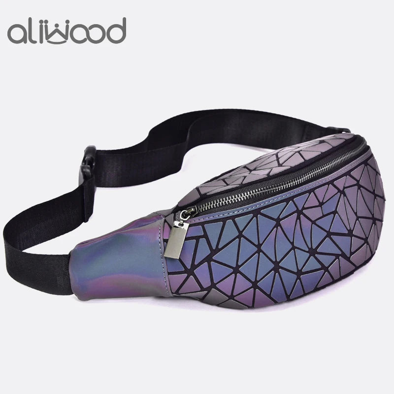 Women Chest Bags Luminous Geometry Waist bag Colorful Fanny Packs