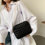 Diamond Chain Crossbody Bag PU Leather Shoulder Messenger Handbag