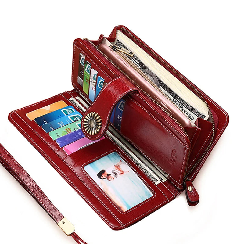 Vintage Hollow Women Wallet Money Clip Leather Clutch Retro Female Long Purse