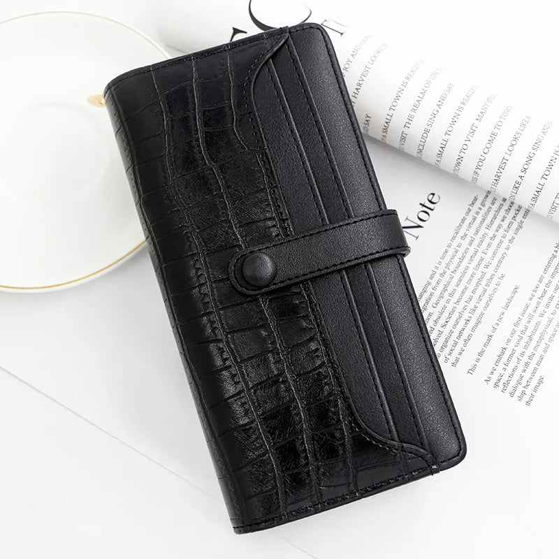 Women's Long Zipper Wallet Stone Card Bag