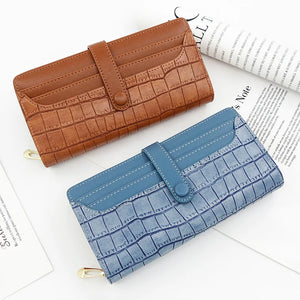 Women's Long Zipper Wallet Stone Card Bag