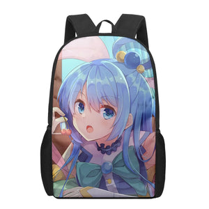Konosuba Aqua School Bag 3D Printed 16-Inch Backpack for Boys