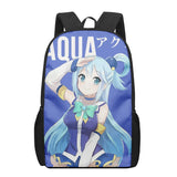 Konosuba Aqua School Bag 3D Printed 16-Inch Backpack for Boys
