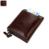 RFID Anti Theft Leather Wallet with Zipper for Men and Women
