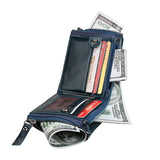 RFID Anti Theft Leather Wallet with Zipper for Men and Women