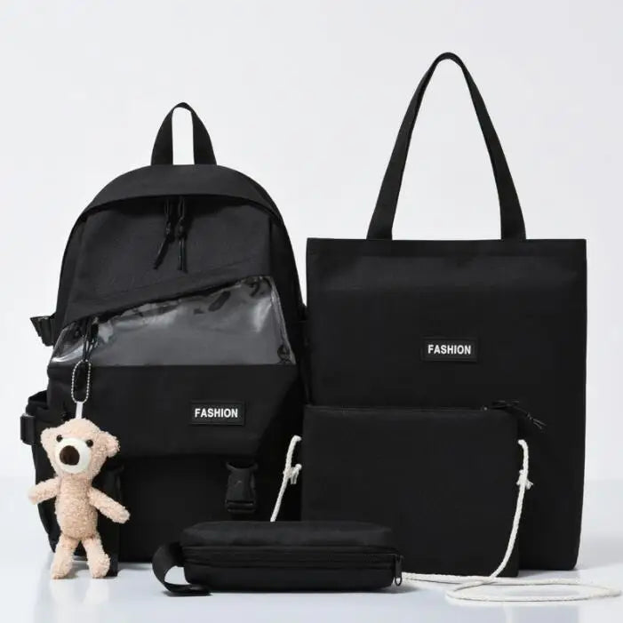 Women Printing Bookbags Middle Student Schoolbag Large Flowers Nylon Bagpack