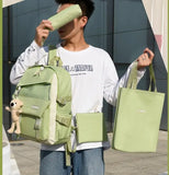 Women Printing Bookbags Middle Student Schoolbag Large Flowers Nylon Bagpack