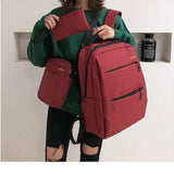 Triple Schoolbag USB Charging Backpack Men Women Business Computer Bag