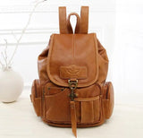 Vintage Leather Backpack Lady Travel Bag