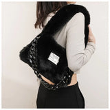 Plush Printed Tote Bag for Women