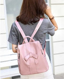 Big Capacity Bow PU Backpack Preppy Style Teenage Girls Schoolbag