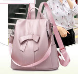 Big Capacity Bow PU Backpack Preppy Style Teenage Girls Schoolbag