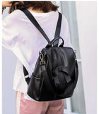 Big Capacity Bow PU Backpack Preppy Style Teenage Girls Schoolbag