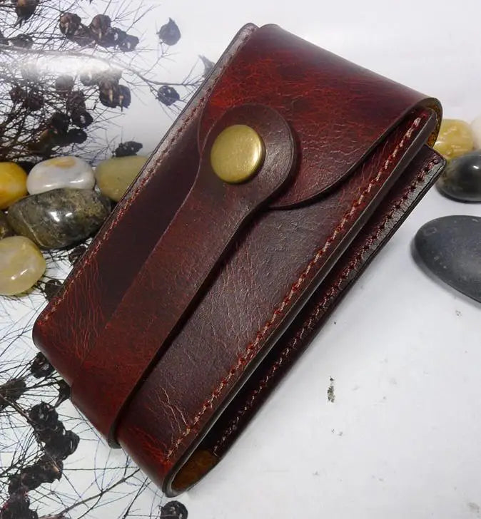 Leather Car Key Case Drawstring Key Organizer