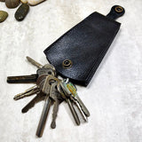 Leather Key Holder Large Capacity Keys Case Pulling-Out Keys Pouch
