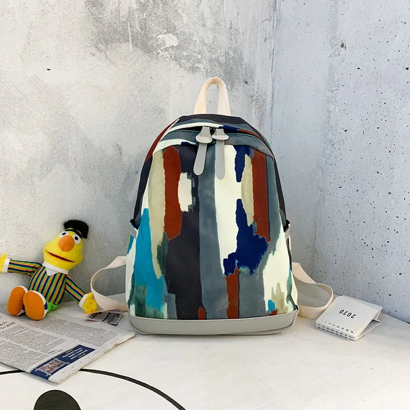 Nylon Graffiti Backpack Softback Zipper High-capacity Camouflage School Bag