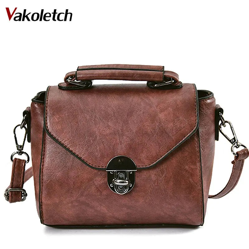 Vintage Casual Women PU Leather Small Handbag Ladies Shoulder Crossbody Bag
