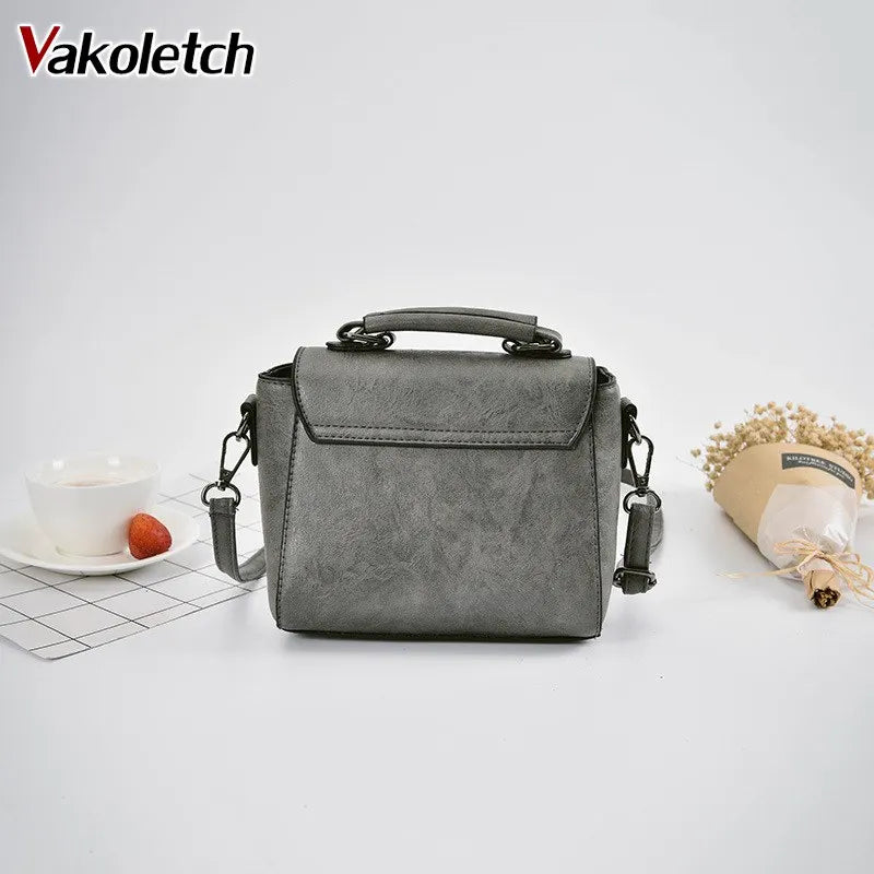 Vintage Casual Women PU Leather Small Handbag Ladies Shoulder Crossbody Bag