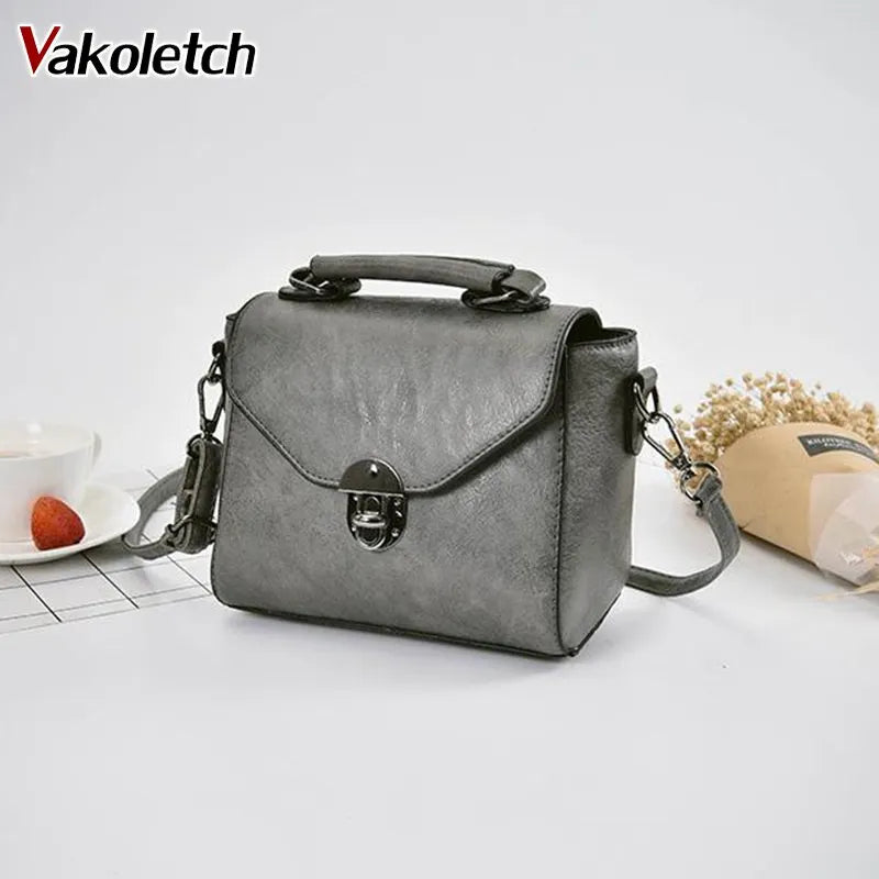 Vintage Casual Women PU Leather Small Handbag Ladies Shoulder Crossbody Bag