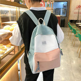 Colorful Stitching Canvas Backpack for Women and Girls