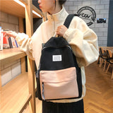 Colorful Stitching Canvas Backpack for Women and Girls