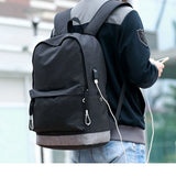 Canvas Backpack Men Casual Back Pack USB High School Bags for Teenagers Boys