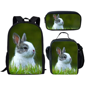 Canvas Casual Rabbit Print Shoulder Bag for Kids and Women
