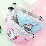 Sequins Glitter Women Fanny Pack Bag Unicorn Print Pouch