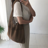 Casual Hollow Woven Women Shoulder Bags Large Tote Beach Bag