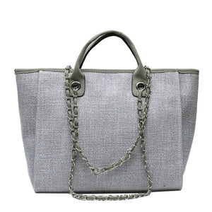 Casual Canvas Tote Chains Shoulder Bags for Women