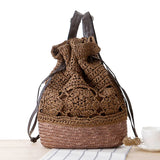 Casual Rattan Women Backpack Bohemian Straw Bag Large Capacity