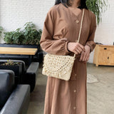 Casual Tassel Straw Clutch for Women Woven Shoulder Bag Beach Purse